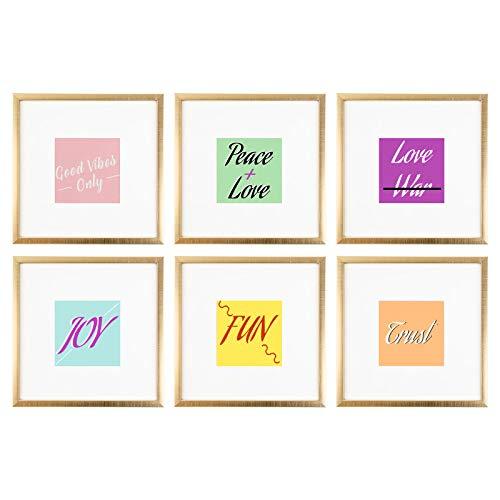 Sheffield Home Decor Collection- 6 Piece Picture Frame Set 8x8in, Matted to 4x4in