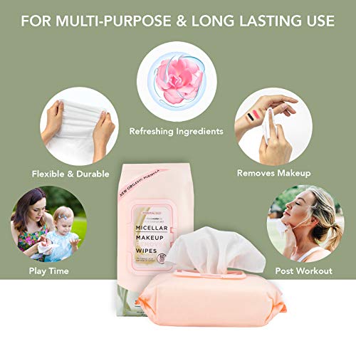 Essential Oils - 2 Pack (60 Count Each) Micellar Makeup Remover Facial Wipes