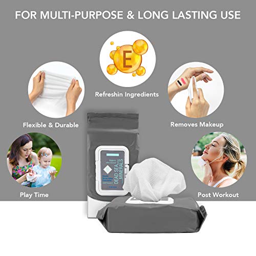 Body Prescriptions 2 Pack (60 Count Each) Dead Sea Minerals + Aloe Detoxifying and Moisturizing Facial Cleansing and Gentle Make Up Remover Wipes Flip Top Pack
