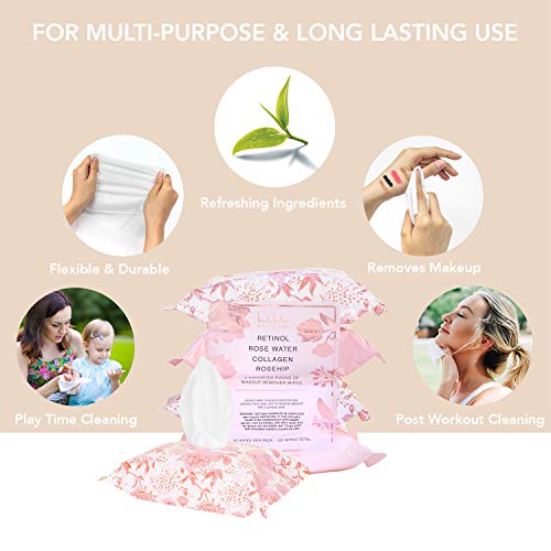 Nicole Miller 4 Pack Facial Wipes (30 Count Each) , 120 Facial Cleansing Cloths, Removes Makeup, Mascara, Dirt and Oil