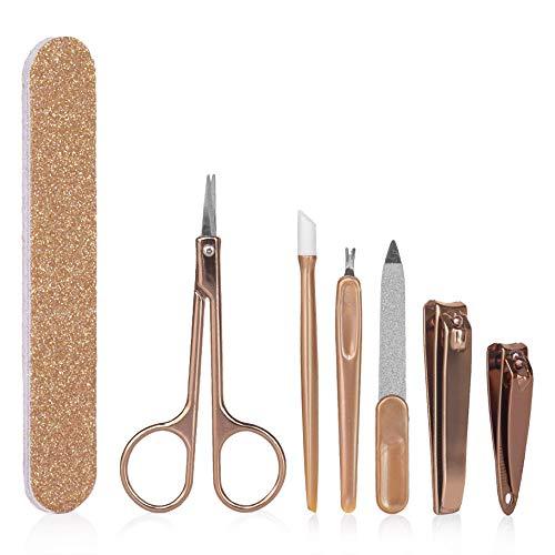 Ellen Tracy Manicure Set, 7 Piece Nail Kit in Cylinder Box, Manicure and Pedicure Tool Set with Emery Board, Cuticle Cleaner, 2 Nail Clippers, Nail File, Cuticle Pusher and Scissor