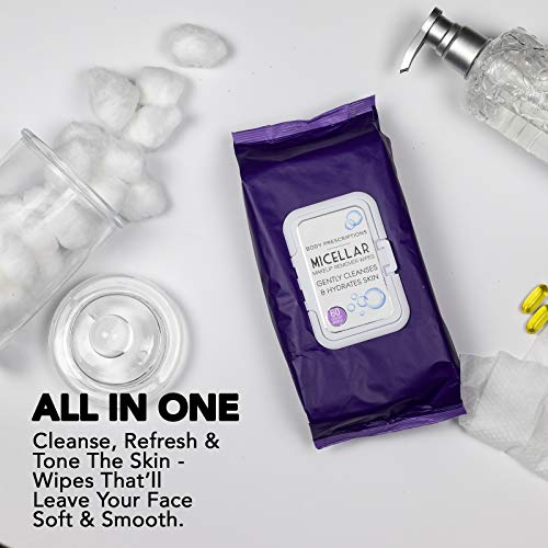 Body Prescriptions - 2 Pack (60 Count Each) Skin Cleansing Micellar Makeup Remover Wipes