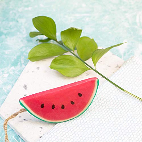 Watermelon Shaped Body Bar Soap - Colorful Bath Soap on a Rope For a Hydrating, Fresh and Fun Bath Time Experience, 6.7 Oz Bath Soap Bar by Body Prescriptions