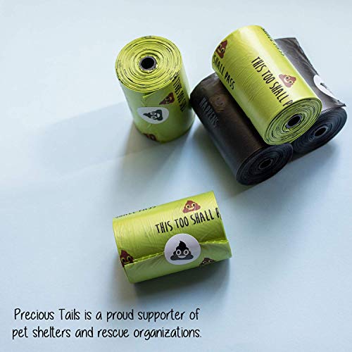 Precious Tails Poop Bags for Dogs, Biodegradable, Unscented, Dog Waste Bags with Sayings