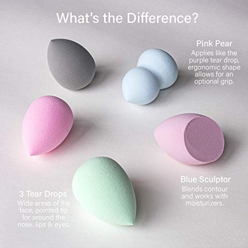 Live Green 5 Pc Makeup Sponge Set, Foundation Makeup Sponge for Blending, Contouring and Highlighting, Foundation Sponge, Makeup Gift Set (Latex Free)