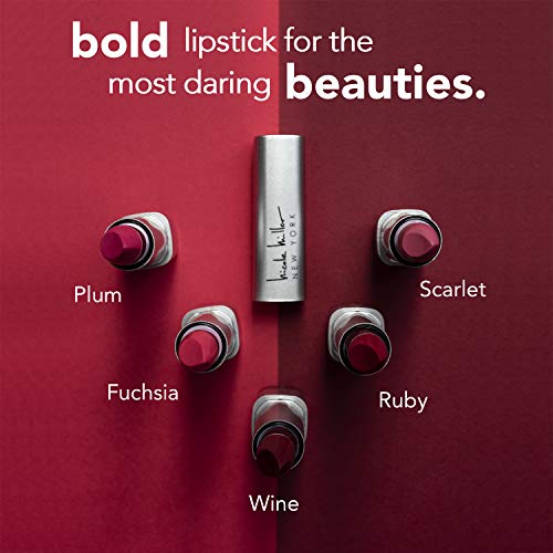 Nicole Miller Luxe Lip Collection - Set of Five Lipsticks, Smooth Highly Pigmented Lip Shades ( Matte and Shimmer Shades)