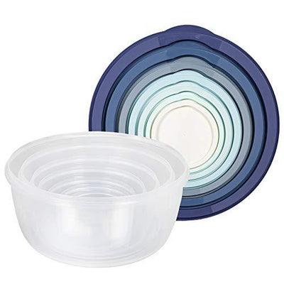 Cook with Color Round Food Storage Containers with Lids, Easy-Find Nesting Plastic Containers, 14 Piece Set