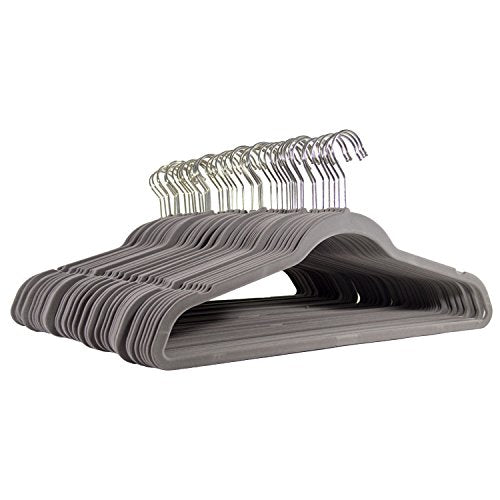 Michael Graves Design Ultra-Thin Non-Slip Velvet Clothing Hangers, Flocked & Durable, Closet Space Saving, for Garments, Suits, Dresses, Pants, Shirts, Coats, 50 Pack