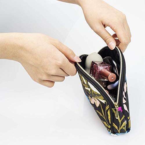 Once Upon A Rose 3 Pc Cosmetic Bag Set, Purse Size Makeup Bag for Women, Toiletry Travel Bag, Makeup Organizer, Cosmetic Bag for Girls Zippered Pouch Set, Large, Medium, Small (Blue Floral Design)