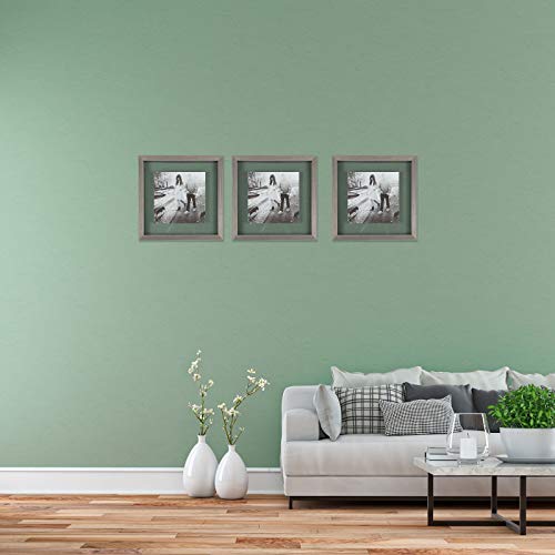 Sheffield Home Decor Collection- 3 Piece Picture Frame Set 12x12in, Floating to 8x8in