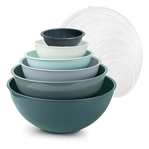 Cook with Color Plastic Mixing Bowls with Lids - 12 Piece Nesting Bowls Set includes 6 Prep Bowls and 6 Lids, Microwave Safe Mixing Bowl Set