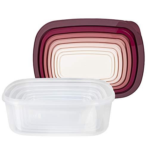 Cook with Color Rectangular Food Storage Containers with Lids, Easy-Find Nesting Plastic Containers, 14 Piece Set