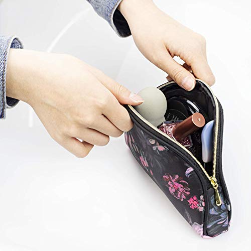 Once Upon A Rose 3 Pc Cosmetic Bag Set, Purse Size Makeup Bag for Women, Toiletry Travel Bag, Makeup Organizer, Cosmetic Bag for Girls Zippered Pouch Set, Large, Medium, Small (Pink Floral Design)