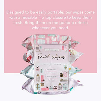 Body Prescriptions Holiday Facial Wipe Set- 4 Packs of Face Wipes