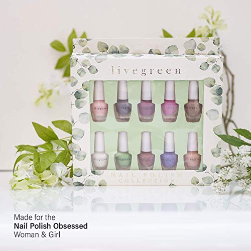 Live Green MINI Nail Polish Collection - Pack of 10 Mini Exclusive Nail Color Shades
