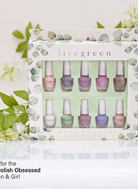 Live Green MINI Nail Polish Collection - Pack of 10 Mini Exclusive Nail Color Shades