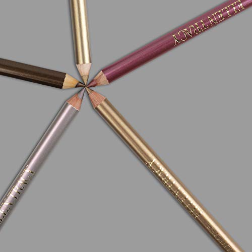 Ellen Tracy Set of 5 Eyeliner Pencils with a Built-in Sharpener in 5 Natural Colors, Easy and Quick to Apply - Gilded, Rose, Champagne, Cocoa and Metallic Taupe