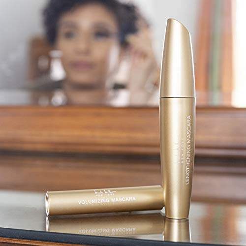 Nicole Miller Set of 2 Mascaras, Lengthening and Volumizing Two Piece Mascara Gift Set for Women and Girls (Floral Pink Package)