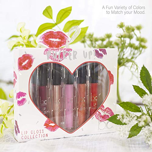 Beauty Concepts Set of 5 Lip Gloss Collection, Pucker Up Lip Gloss Gift Set with Five Different Shades of Lip Glosses