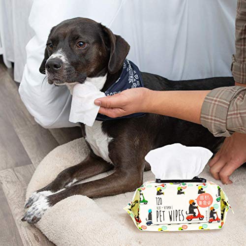 Precious Tails Pet Wipes (120 Count) - Extra Gentle Deodorizing Dog Grooming Wipes with Aloe Vera and Vitamin E, Alcohol Free - Baby Powder (Statements)