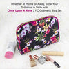 Once Upon A Rose 3 Pc Cosmetic Bag Set, Purse Size Makeup Bag for Women, Toiletry Travel Bag, Makeup Organizer, Cosmetic Bag for Girls Zippered Pouch Set, Large, Medium, Small (Hot Pink & Floral)