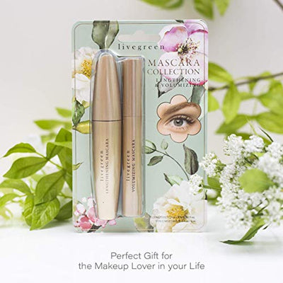 Live Green Mascara Collection, Lengthening and Volumizing 2 Piece Mascara Gift Set, Holiday Gift Set for Women and Girls