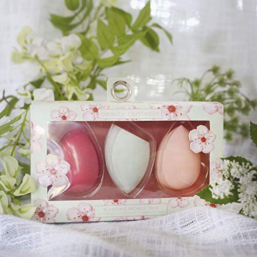 Beauty Concepts 3 Pc Makeup Sponge Set, Makeup Sponge for Blending, Contouring and Highlighting, Foundation Sponge (Latex Free)
