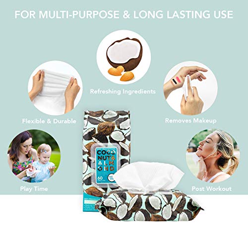 Body Prescriptions 2 Pack (60 Count Each) Coconut and Almond Facial Cleansing Wipes  Detoxifies Skin and Removes Makeup Flip Top Pack