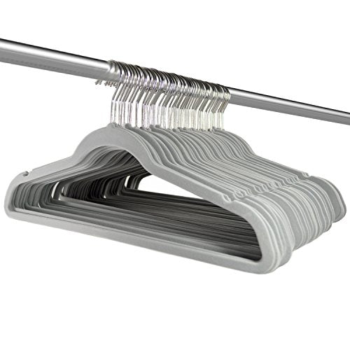 Michael Graves Design Ultra-Thin Non-Slip Velvet Clothing Hangers, Flocked & Durable, Closet Space Saving, for Garments, Suits, Dresses, Pants, Shirts, Coats, 50 Pack