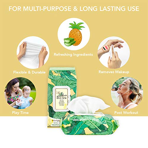 Beauty Concepts -2 Pack (60 Count Each) Pineapple with Aloe & Vitamin C Home Grown Picked Fresh Detoxifying Wipes