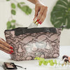 Nicole Miller Makeup Bag, Travel Toiletry Bag, and Cosmetic Bag- Pink Faux Leather Snakeskin Print (Small Clutch Bag)