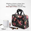 Once Upon A Rose Makeup Bag for Women and Girls, Large Cosmetic Bag with Zippered, Transparent Pockets and Handles, Foldable Makeup Bag for Home and Travel - Coral Floral Print
