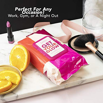 Nicole Miller Facial Clensing Wipes and Makeup Remover Wipes, Get Your Glow Vitamin C Face Wipes - 2 Pack / 120 Wipes (60 Count Each)