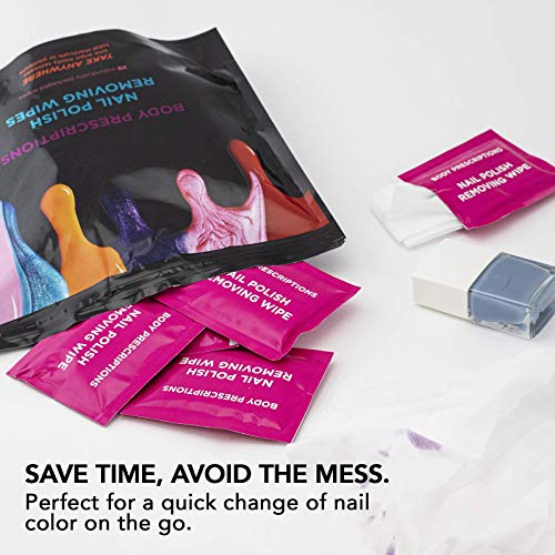 40 Nail Polish Remover Wipes - 2 pack (20 Count Each) of Nail Polish Remover Wipes Individually Wrapped by Body Prescriptions (Purple Packaging)