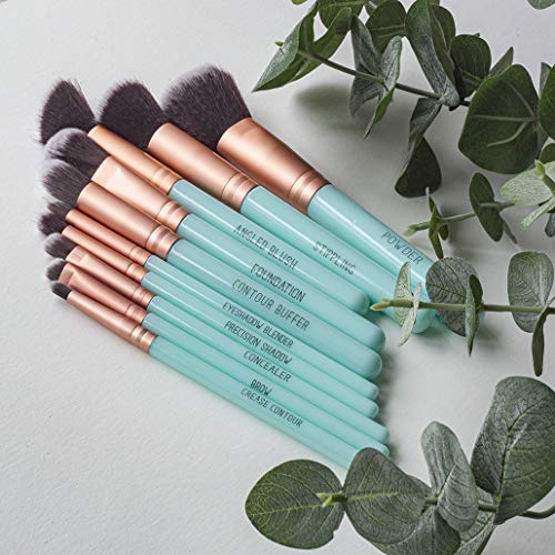 Nicole Miller Makeup Brush Collection, 10 Piece Makeup Brush Gift Set, Foundation Brushes, Face and Eye Makeup Brush Set