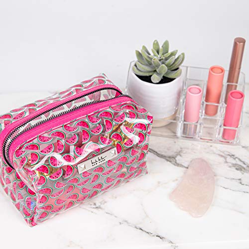Nicole Miller Makeup Bag, Travel Toiletry Case, and Cosmetic Bag- Loaf Shape Makeup Organizer (Watermelon Print)