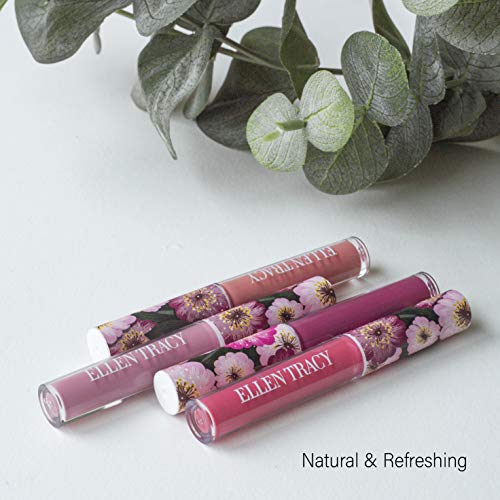 Ellen Tracy Flawless Lip Gloss Collection, 4 Piece Gift Set, Rosy Nudes, Holiday Gift Set for Women and Girls