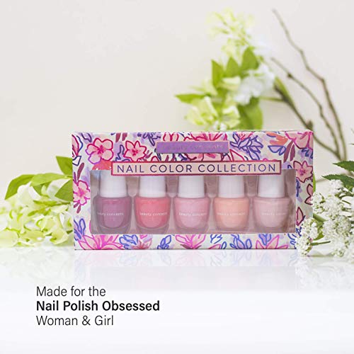 Beauty Concepts Nail Polish Collection - 5 Assorted Trendy Pink Nail Polish Colors
