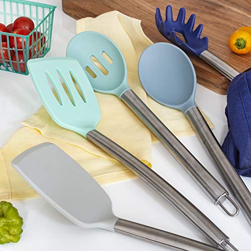Cook with Color Silicone Cooking Utensils, 5 Pc Kitchen Utensil Set, Easy to Clean Silicone Kitchen Utensils, Cooking Utensils for Nonstick Cookware, Kitchen Gadgets Set