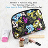 Once Upon A Rose 3 Pc Cosmetic Bag Set, Purse Size Makeup Bag for Women, Toiletry Travel Bag, Makeup Organizer, Cosmetic Bag for Girls Zippered Pouch Set, Large, Medium, Small (Blue Floral Design)