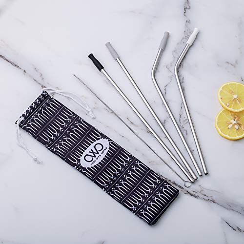 Cook With Color Silicone Straws with Travel Case and Cleaning Brush, 4 Reusable Straws, 1 Cleaning Brush and 1 Case