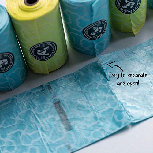Precious Tails Poop Bags for Dogs, Biodegradable, Unscented, Dog Waste Bags, Blue and Green Bone Style Bags (160 Bags)