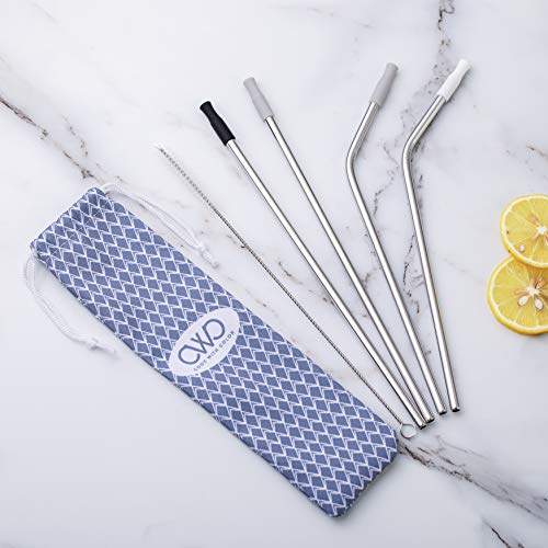 Cook With Color Silicone Straws with Travel Case and Cleaning Brush, 4 Reusable Straws, 1 Cleaning Brush and 1 Case