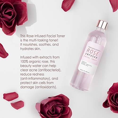 Body Prescriptions Rose Infused Toner for Smooth Skin, Facial Toner for Women, Radiant Cleanser, Hydrating Toner, Removes Impurities, Softens Skin 8.4 Fl Oz