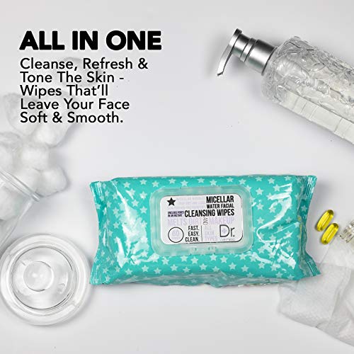 Dr. Wellness - 2 Pack (60 Count Each) Micellar Water Facial Cleansing Wipes