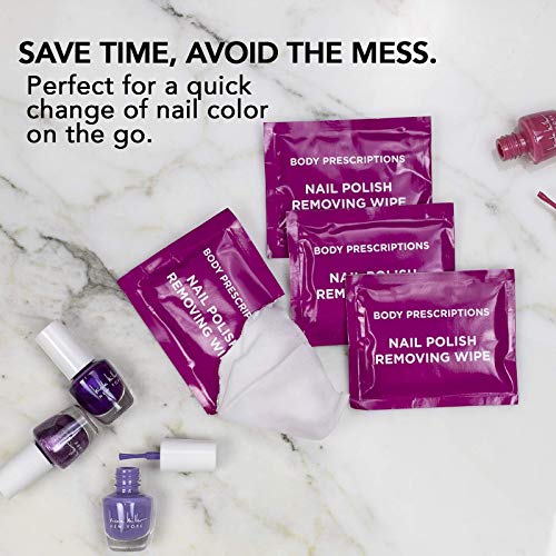 40 Nail Polish Remover Wipes - 2 pack (20 Count Each) of Nail Polish Remover Wipes Individually Wrapped by Body Prescriptions (Purple Packaging)