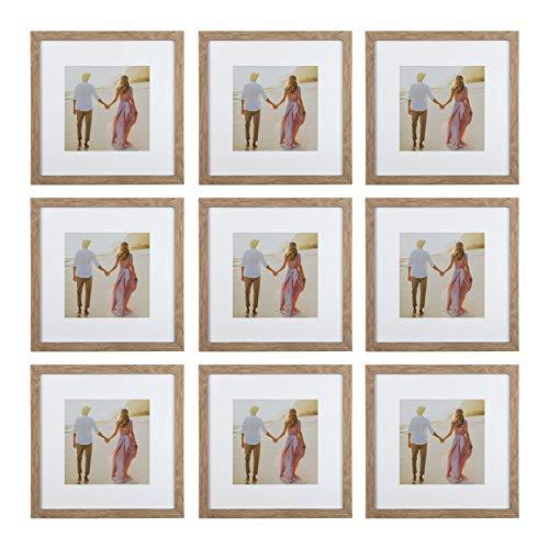 Sheffield Home Decor Collection- 9 Piece Square Picture Frame Set 12x12 in, Matted to 8x8