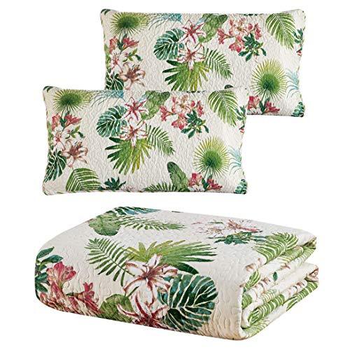 Panama Jack 3 Piece Quilt Set, Queen Size Quilt with 2 Pillow Shams, Reversible Comforter Set, Machine Washable Bed Spread (Flamingo Oasis - Queen / Full)