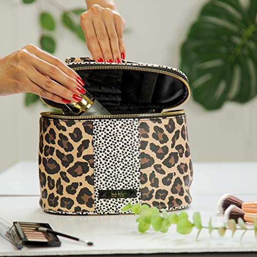Nicole Miller Makeup Bag, Travel Toiletry Case, and Cosmetic Bag- Large Makeup Organizer with Top Handle (Animal Print)