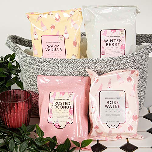 Body Prescriptions Holiday Facial Wipe Set- 4 Packs of Face Wipes